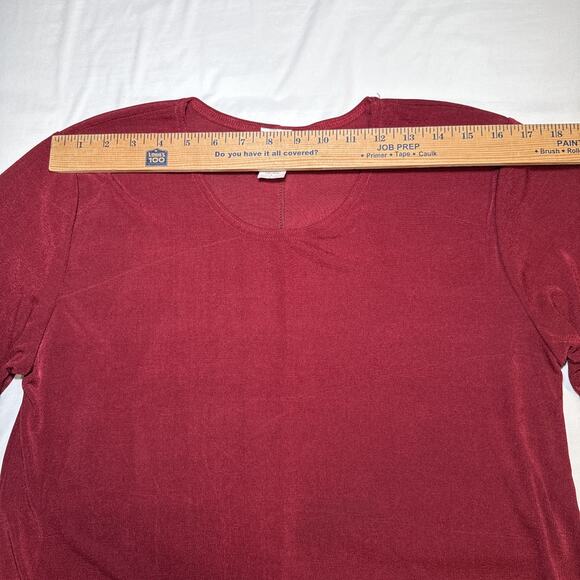 Jostar Dress Short Sleeve Stretch Travel Fabric Size Large Maroon Cranberry EUC - Picture 4 of 11